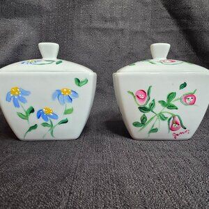 2 beautiful handpainted  trinket boxes